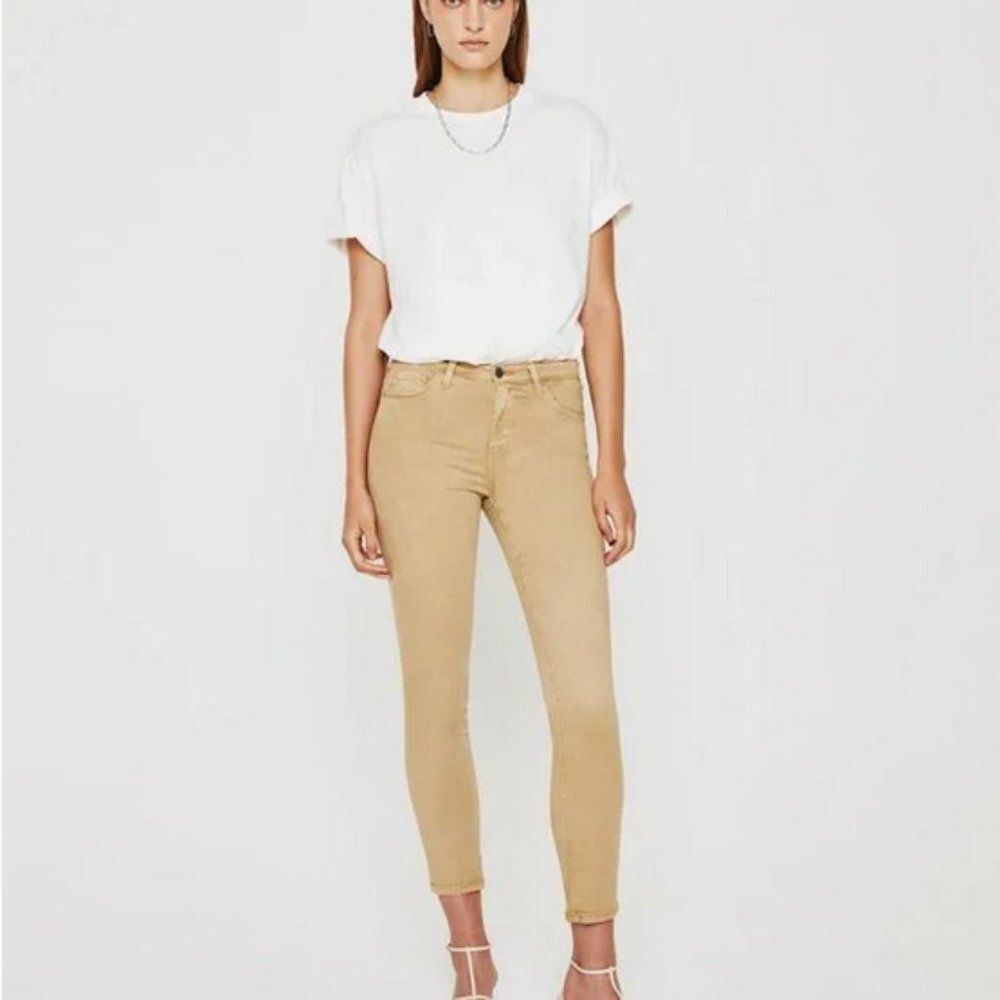 Adriano Goldschmied Prima Crop stretch twill pant in sulfur toasted almo…